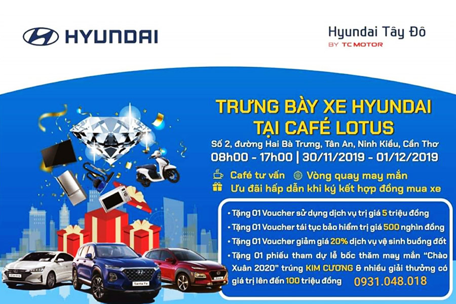 Trưng bày xe Hyundai tại Cafe Lotus - Cần Thơ