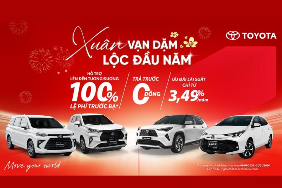 Toyota tháng 1/2026: Ưu đãi mua xe, bảo hành 10 năm