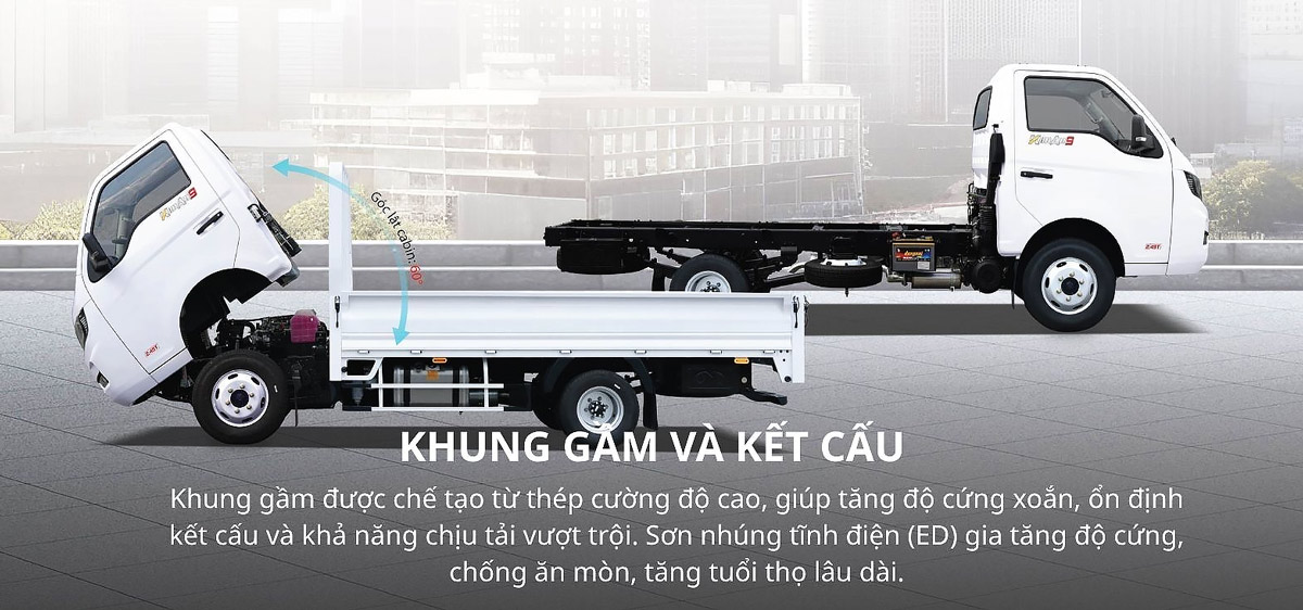 Khung gầm và kết cấu xe tải Kim Long KIMAN9 1.99T