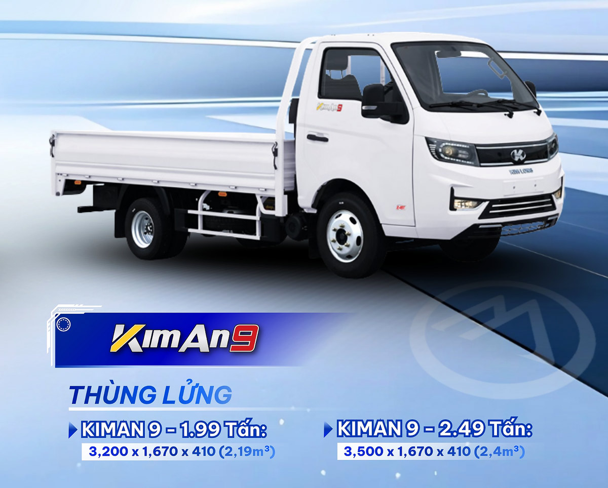 Kim Long KIMAN9 1.99T thùng lửng – thành bên gập dễ bốc xếp