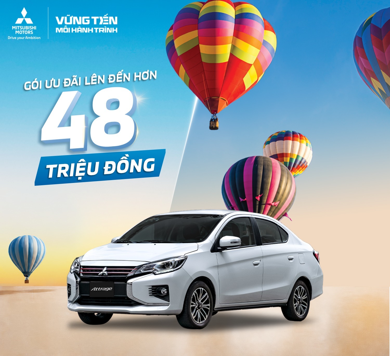 Mitsubishi Attrage khuyến mãi tháng 6/2026 - ưu đãi lên đến 48 triệu đồng