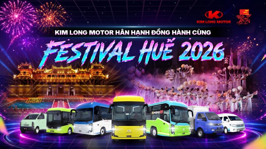 Kim Long Motor đồng hành Festival Huế 2026 cùng dàn xe thương mại và xe du lịch