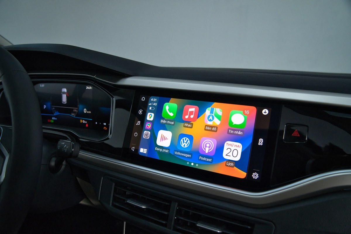 Màn hình 10 inch của Virtus chạy Apple CarPlay / Android Auto không dây