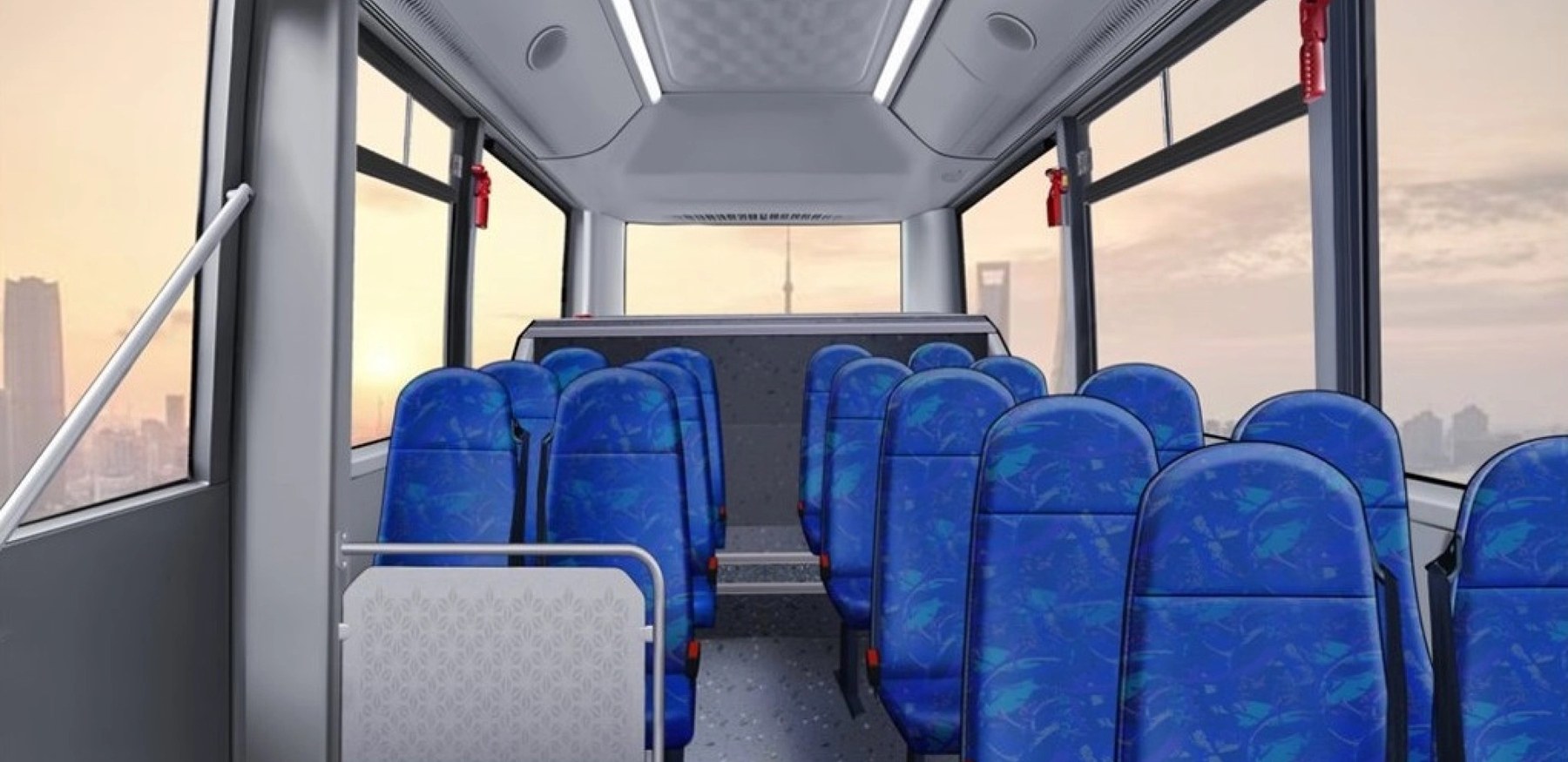 Khoang ghế ngồi VinFast EBus nhìn từ cuối xe