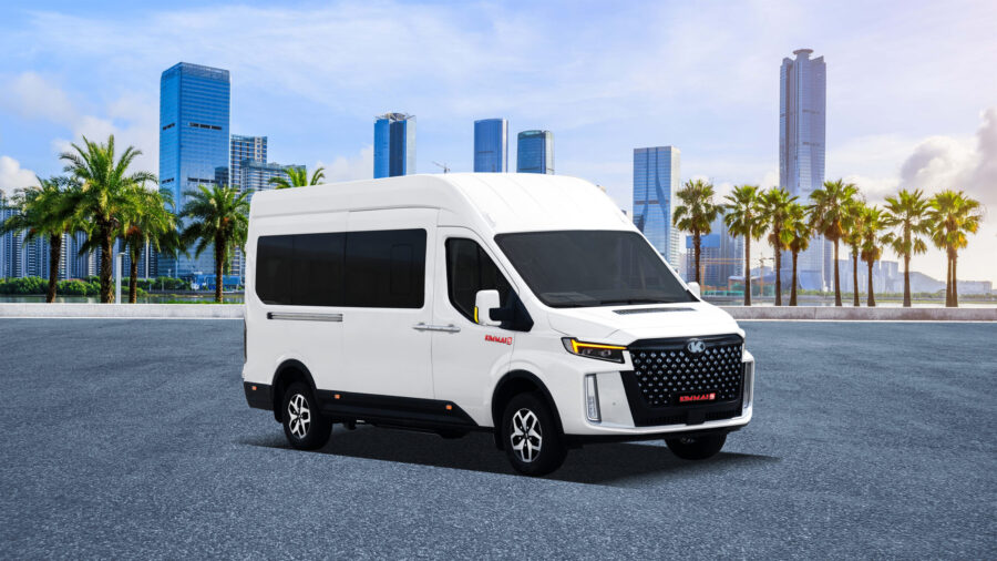 Kim Long Kim Mai 9 - minibus 16 chỗ diesel trên nền đô thị