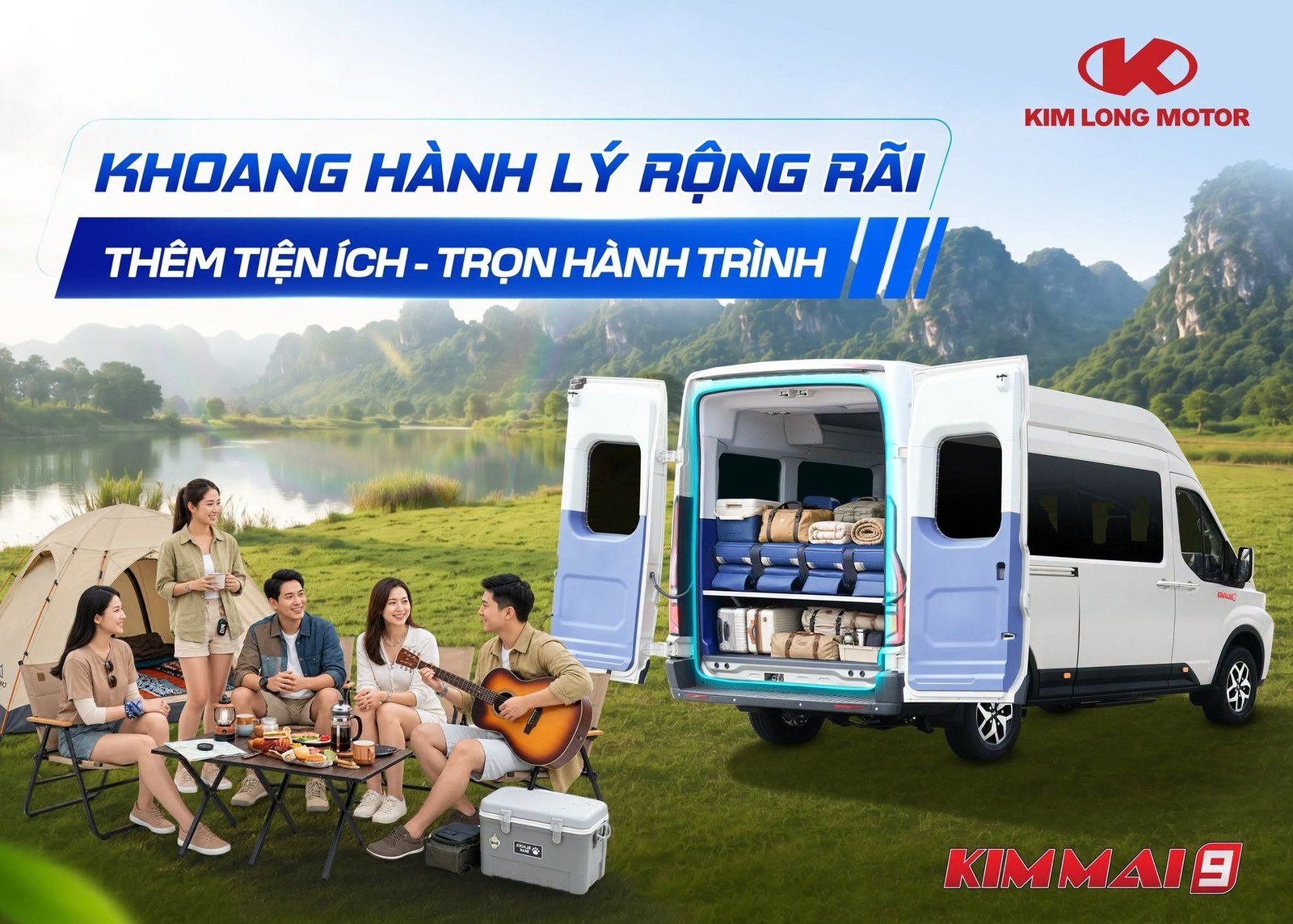 Khoang hành lý phía sau rộng rãi của Kim Long KIMMAI9 EV