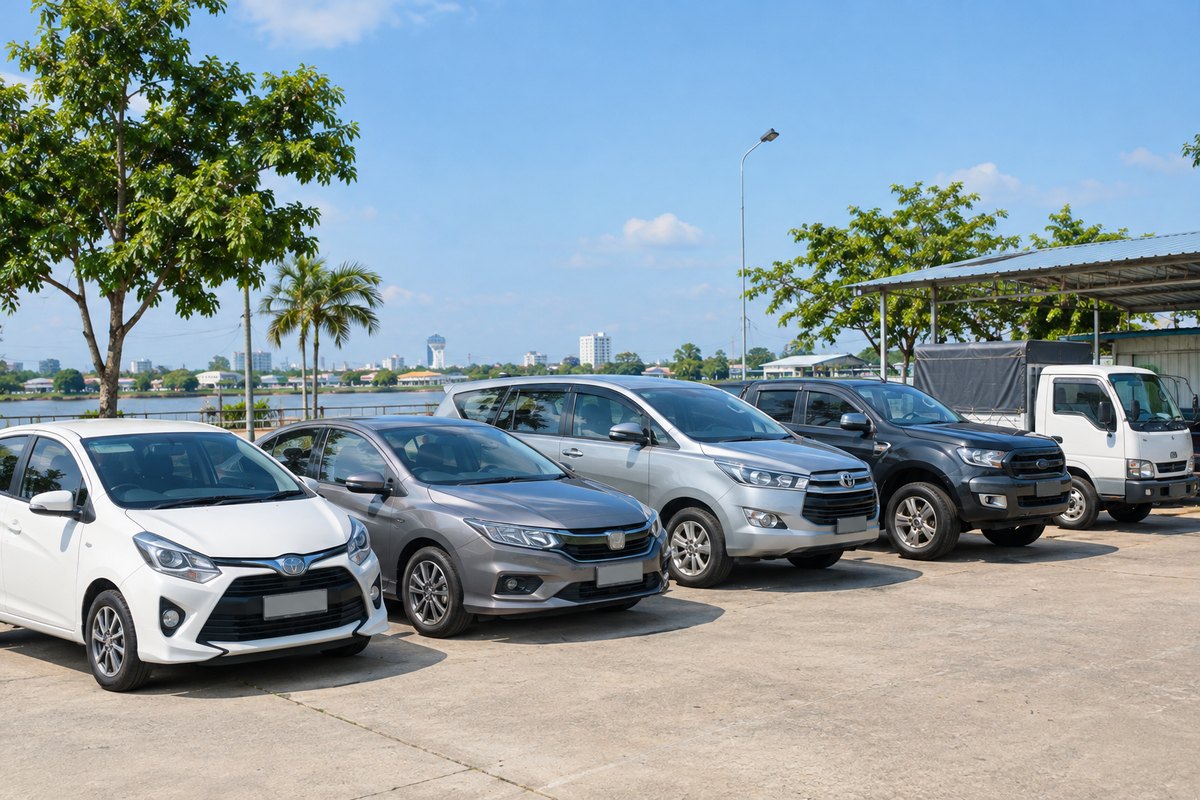 Hatchback, sedan, MPV 7 chỗ, bán tải và xe tải nhẹ trong bãi xe cũ